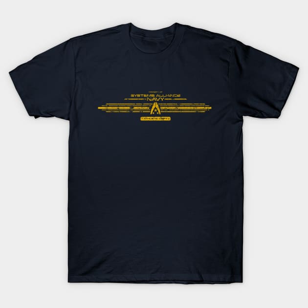 Alliance Navy Athletic Dept. [Gold Distressed] T-Shirt by Karthonic